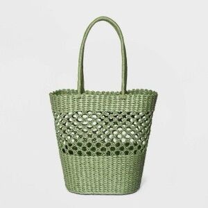 Target Green Raffia Tote Bag